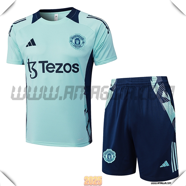 Kit Maglia Allenamento Manchester United Verde/Blu 2025 2026