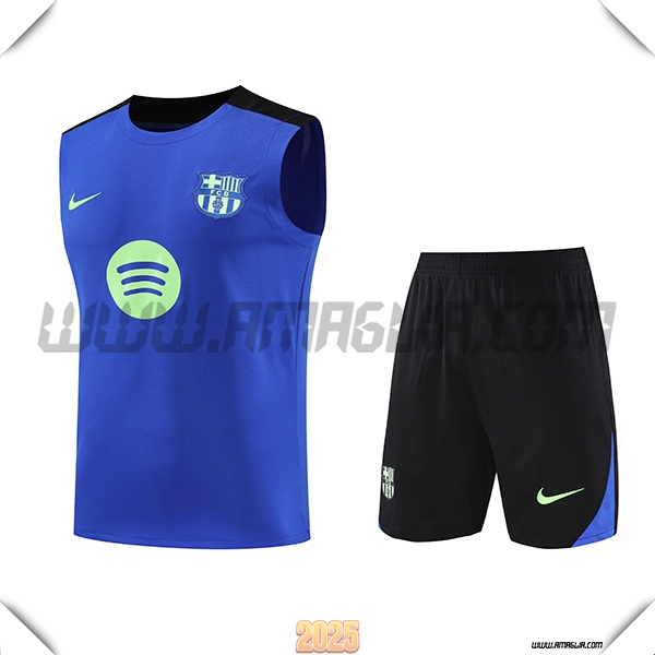 Kit Canotta Allenamento FC Barcellona Blu/Nero/Verde 2025 2026