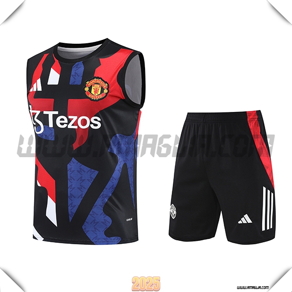 Kit Canotta Allenamento Manchester United Nero/Blu/Rosso 2025 2026
