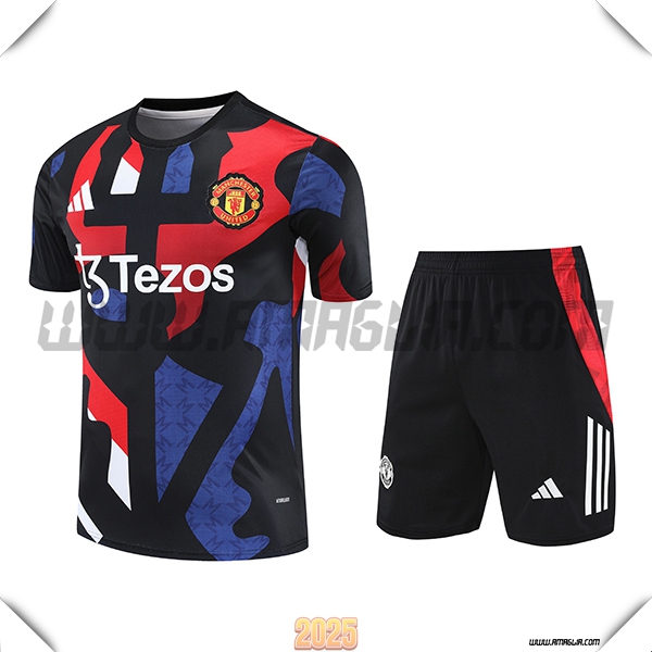 Kit Maglia Allenamento Manchester United Nero/Blu/Rosso 2025 2026