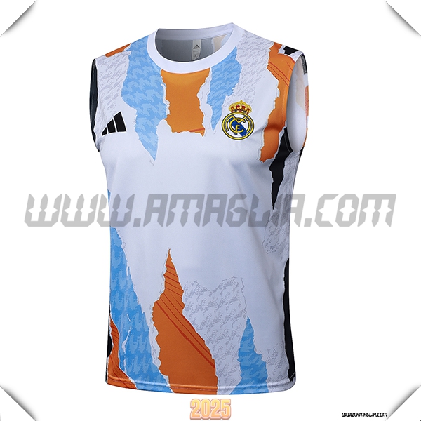 Canotta Allenamento Real Madrid Bianco/Giallo/Grigio 2025 2026