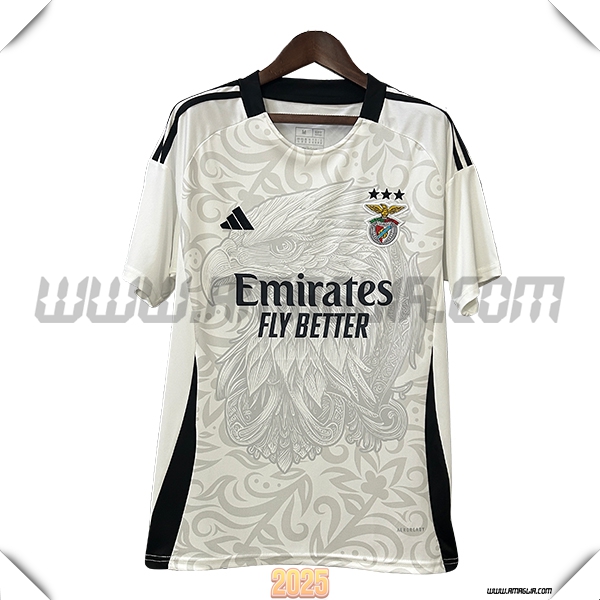 T Shirt Allenamento S.L.Benfica Bianco/Grigio/Nero 2025 2026