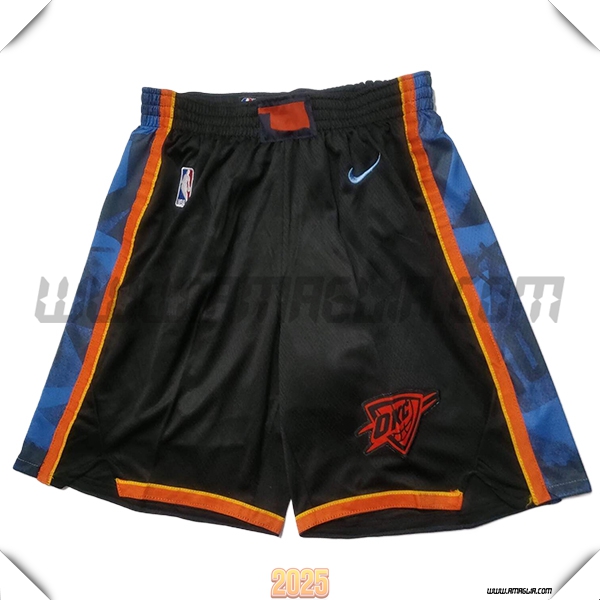 Pantaloncini NBA Oklahoma City Thunder 2025/26 Nero/Blu/Arancia