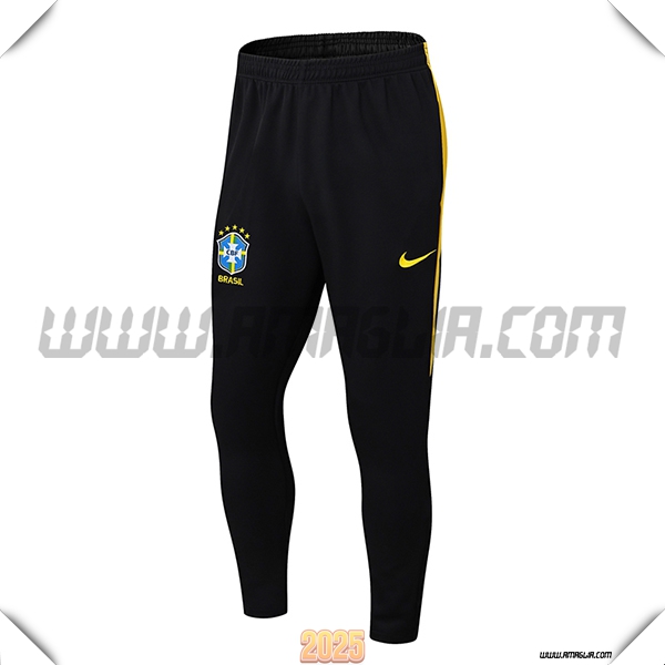 Pantaloni Allenamento Brasile Nero/Giallo 2025 2026