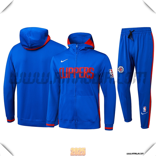Giacca Con Cappuccio Tuta Giacca A Vento Los Angeles Clippers Blu/Rosso 2025 2026