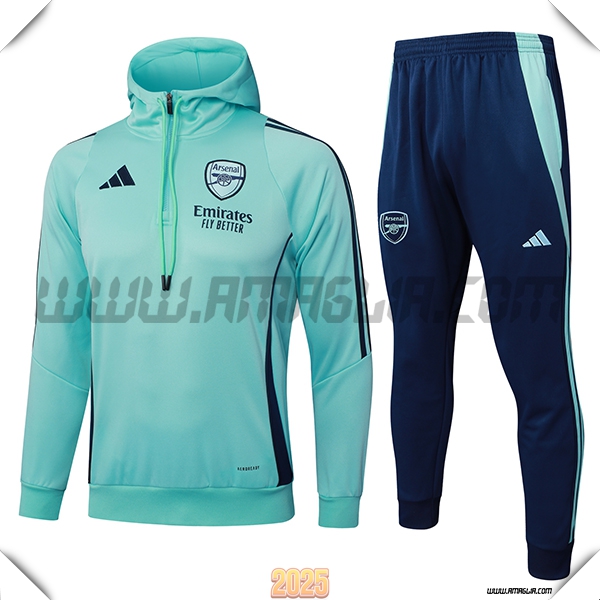 Giacca Con Cappuccio Tuta Arsenal Verde/Blu 2025 2026