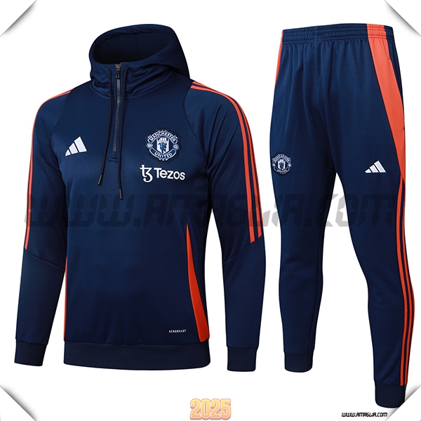 Giacca Con Cappuccio Tuta Manchester United Blu Reale 2025 2026