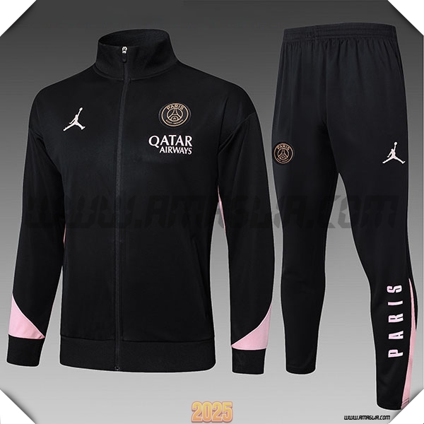 Tuta Calcio Giacca PSG Bambino Nero/Rosa 2025 2026