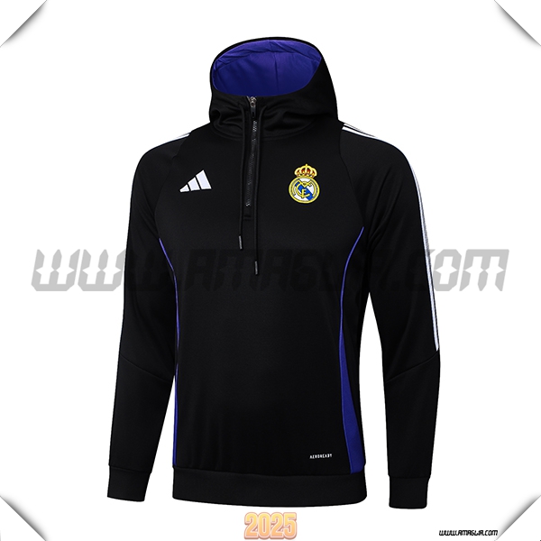 Felpa Allenamento Cappuccio Real Madrid Nero 2025 2026