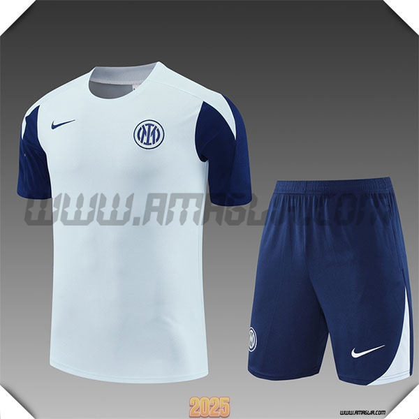 Kit Maglia Allenamento Inter Milan Bambino Grigio Chiaro 2025 2026