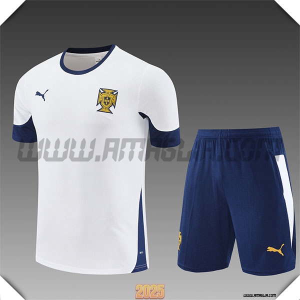 Kit Maglia Allenamento Portogallo Bambino Bianco/Blu 2025 2026