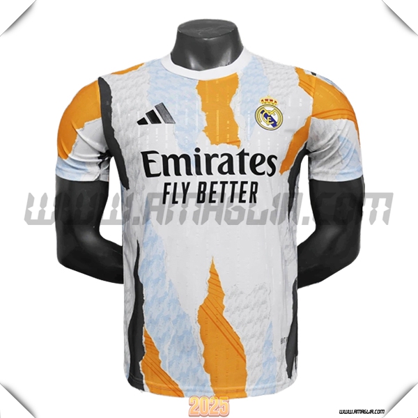 Maglia Calcio Real Madrid Edizione Speciale 2025 2026 Bianco/Arancia