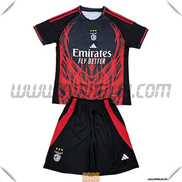 Nuovo Kit Maglia Benfica Bambino Edizione Speciale 2025 2026 Nero/Rosso