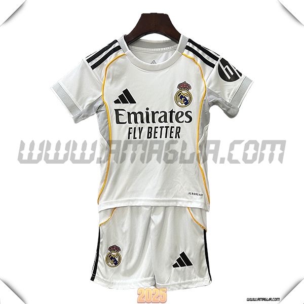 Nuovo Kit Maglia Real Madrid Bambino Prima 2025 2026