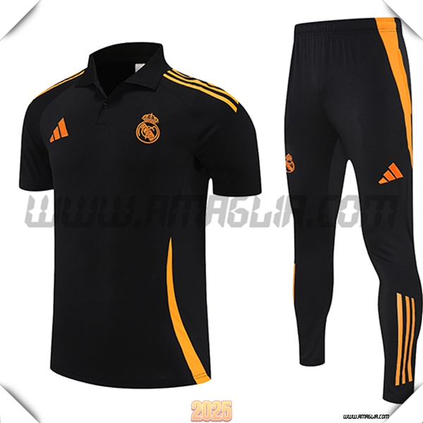 Kit Maglia Polo Real Madrid Nero/Arancia 2025 2026