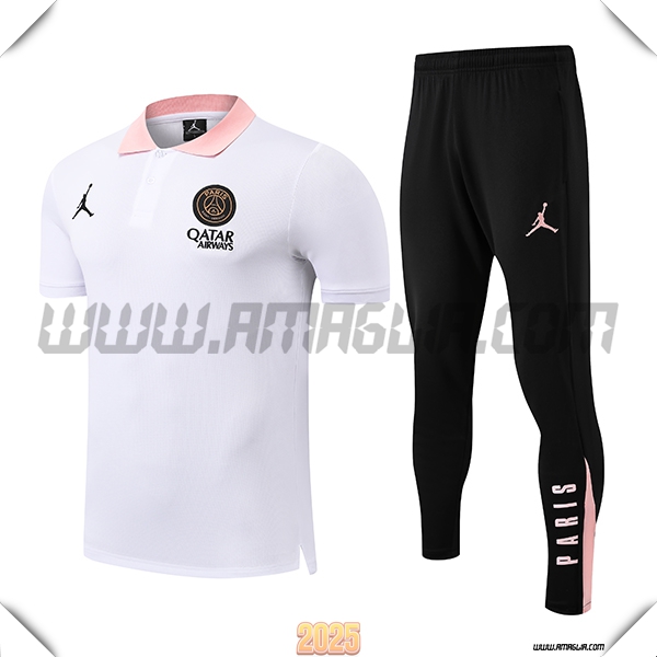 Kit Maglia Polo PSG Bianco/Rosa 2025 2026