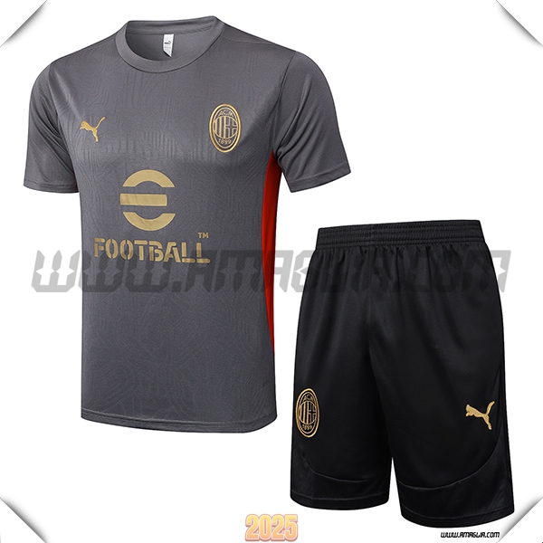 Kit Maglia Allenamento AC Milan Grigio/Nero 2025 2026