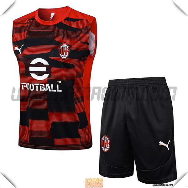 Kit Canotta Allenamento AC Milan Rosso/Nero 2025 2026