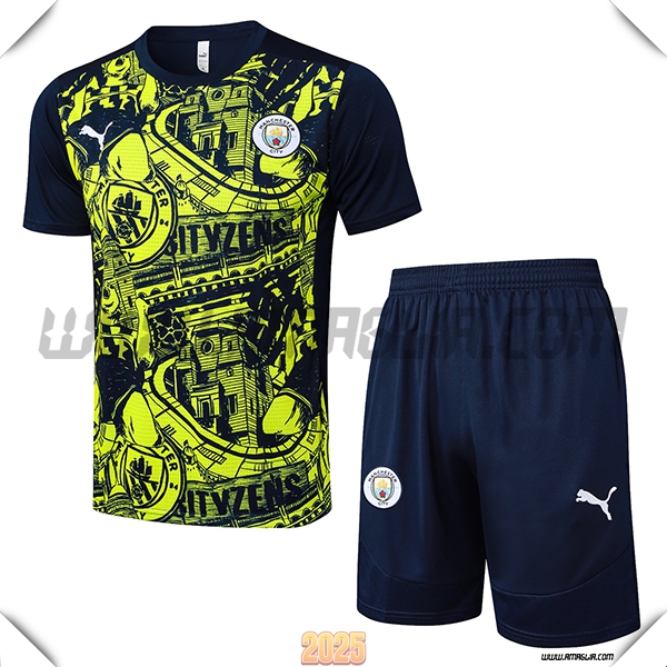 Kit Maglia Allenamento Manchester City Nero/Verde 2025 2026