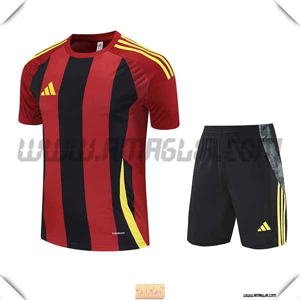 Kit Maglia Allenamento Adidas Nero/Rosso/Giallo 2025 2026