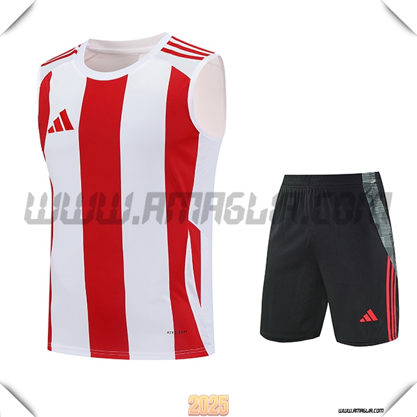 Kit Canotta Allenamento Adidas Bianco/Rosso 2025 2026