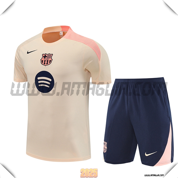 Kit Maglia Allenamento FC Barcellona Beige/Rosa 2025 2026