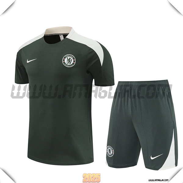 Kit Maglia Allenamento FC Chelsea Verde/Bianco 2025 2026