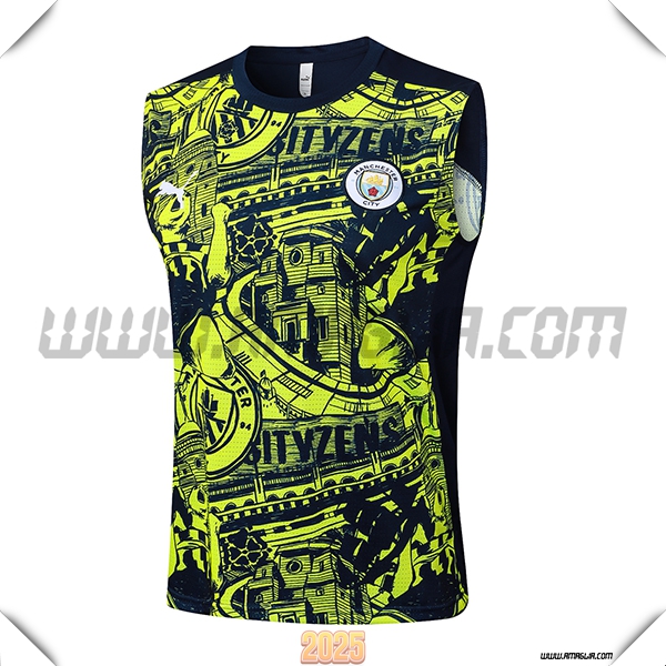 Canotta Allenamento Manchester City Nero/Verde 2025 2026