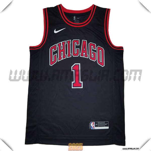 Maglia Chicago Bulls (Rosa #1) 2025/26 Nero/Rosso