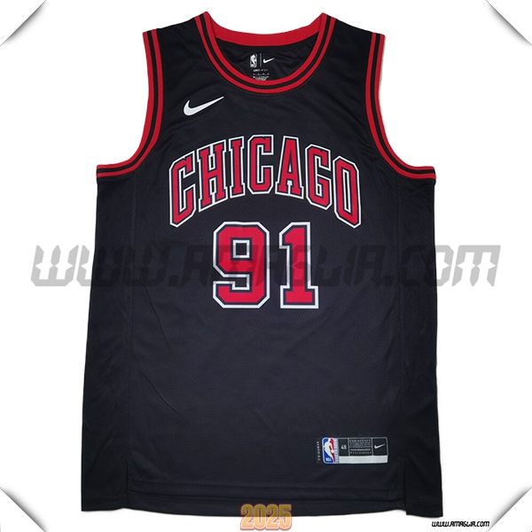 Maglia Chicago Bulls (RODMAN #91) 2025/26 Nero/Rosso -02