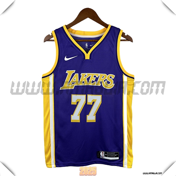 Maglia Los Angeles Lakers (DONCIC #77) 2025/26 viola/Giallo/Bianco