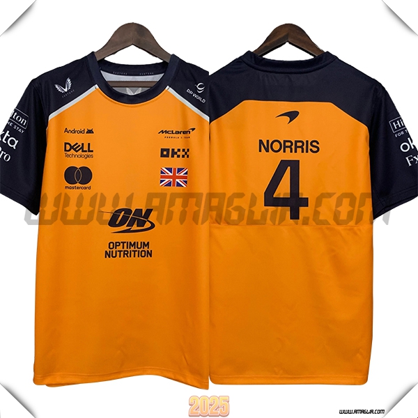Maglietta McLaren (NORRIS #4) F1 Team Arancia/Nero 2025