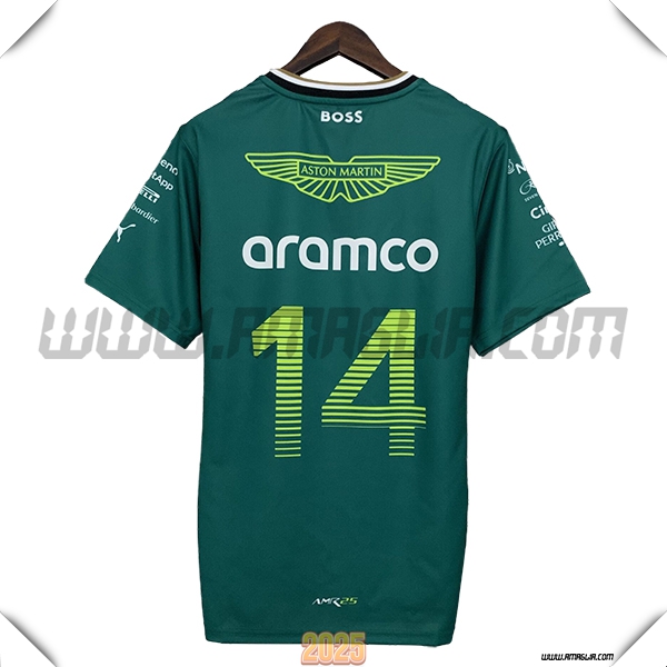 Maglietta Aston Martin (aramco #14) F1 Team Verde 2025