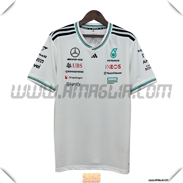 Maglietta Mercedes Benz F1 Team Bianco/Nero/Verde 2025