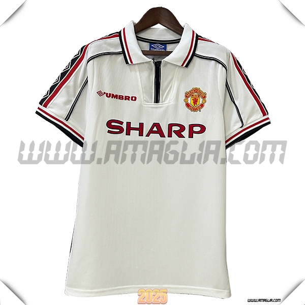Maglia Retro Manchester United Edizione Commemorativa 1998/1999 Bianco/Rossa