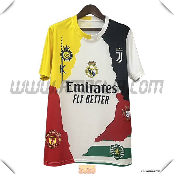 Nuovo Maglia Squadra Portogallo Edizione Commemorativa Ronaldo 2025 2026 Bianco/GIALLO/Nero/Rossa