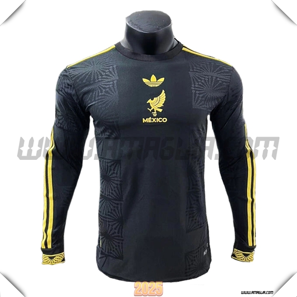 Maglia Squadra Messico Maniche lunghe Edizione Coppa d'Oro 2025 2026 Nero