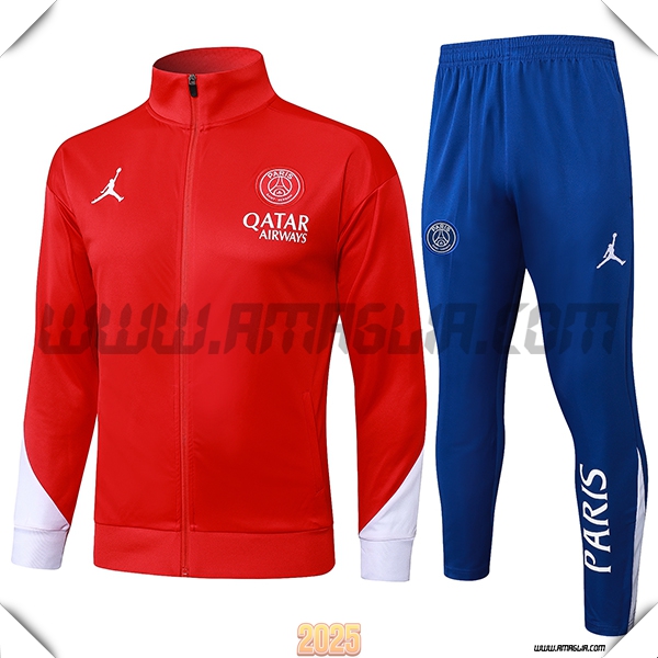 Tuta Calcio Giacca PSG Rosso/Bianco 2025 2026