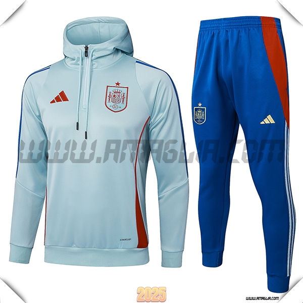 Giacca Con Cappuccio Tuta Spagna Verde/Rosso 2025 2026