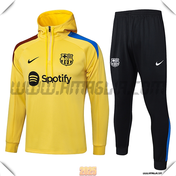 Giacca Con Cappuccio Tuta FC Barcellona Giallo/Rosso/Blu 2025 2026