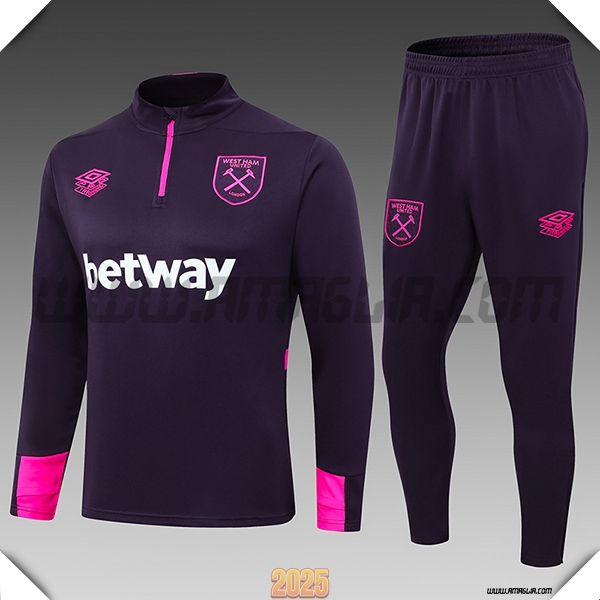 Tuta Calcio West Ham Bambino viola 2025 2026