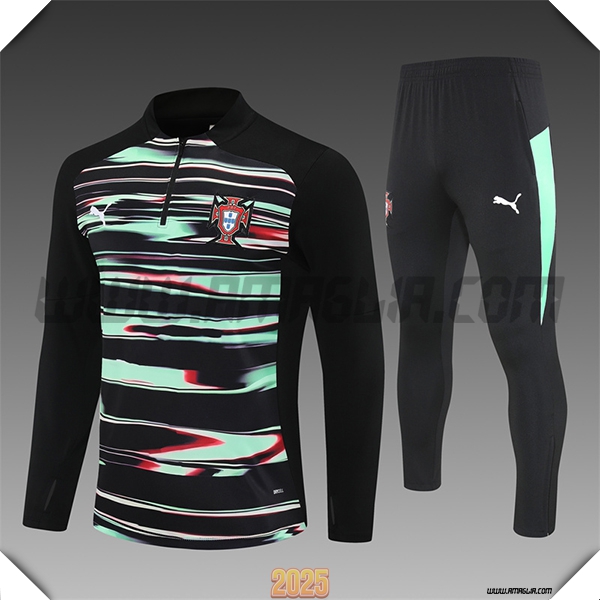 Tuta Calcio Portogallo Bambino Nero/Verde 2025 2026