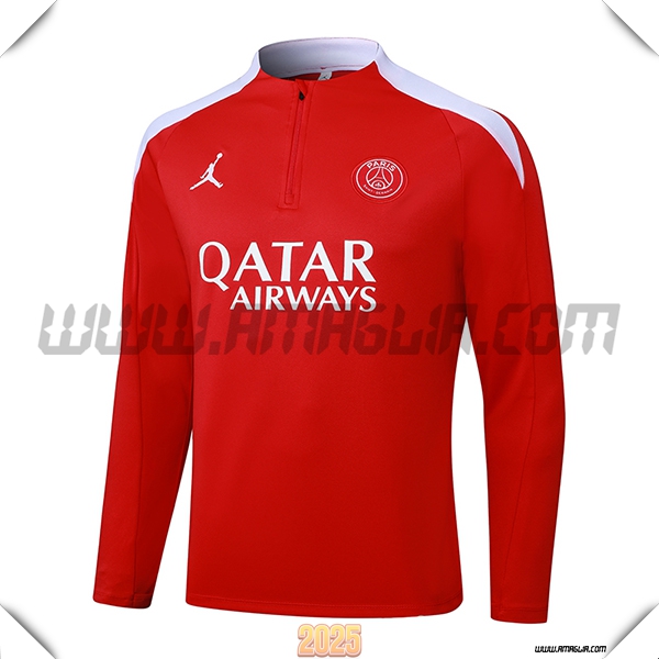 Felpa Allenamento PSG Rosso/Bianco 2025 2026