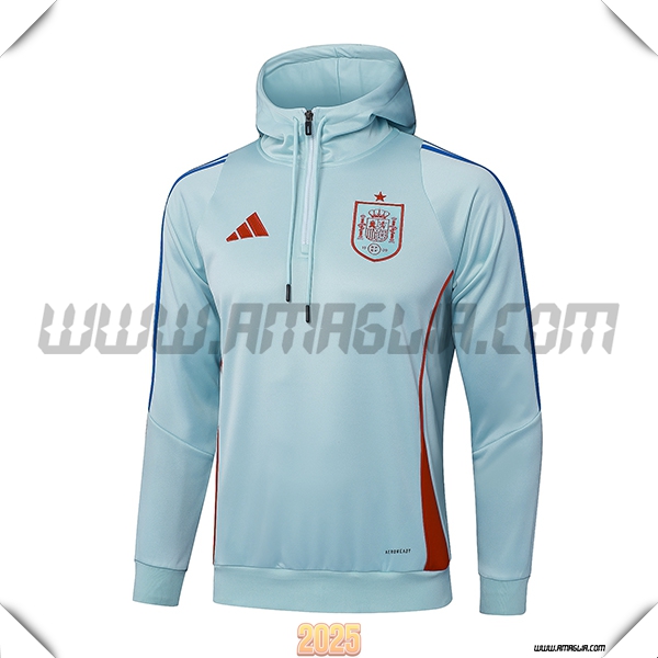 Felpa Allenamento Cappuccio Spagna Verde/Rosso 2025 2026