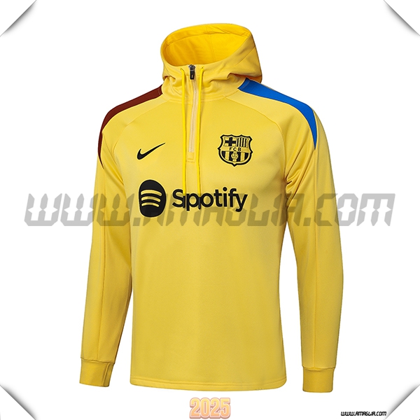Felpa Allenamento Cappuccio FC Barcellona Giallo/Rosso/Blu 2025 2026