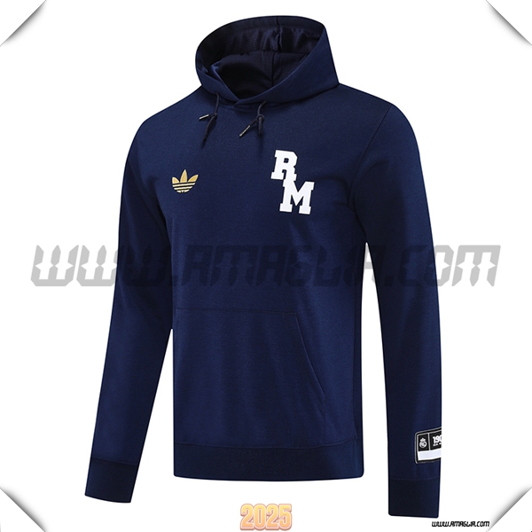 Felpa Allenamento Cappuccio Real Madrid Blu Reale 2025 2026