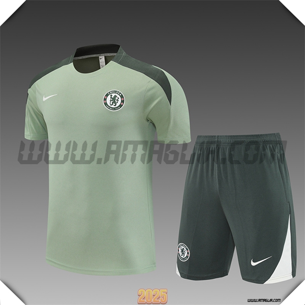 Kit Maglia Allenamento FC Chelsea Bambino Verde 2025 2026