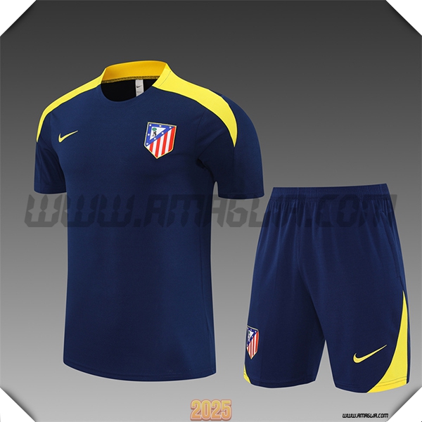 Kit Maglia Allenamento Atletico Madrid Bambino Blu/Giallo 2025 2026