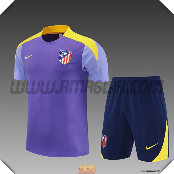 Kit Maglia Allenamento Atletico Madrid Bambino viola/Giallo 2025 2026