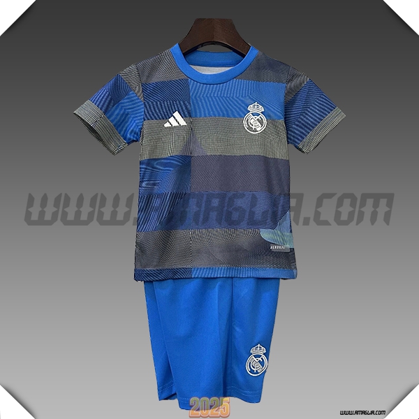 Kit Maglia Allenamento Real Madrid Bambino Blu/Verde 2025 2026